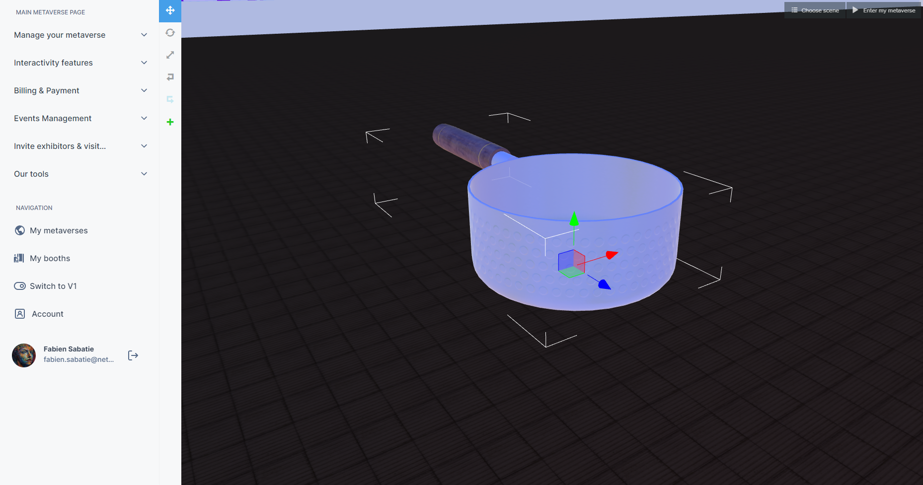Mext metaverse Dashboard Features Metaverse Editor