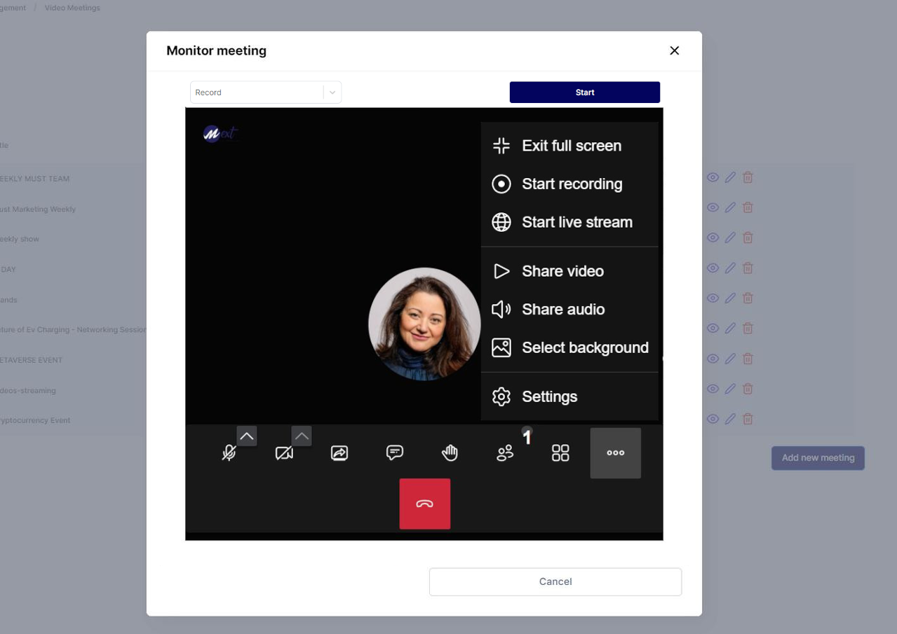 Mext metaverse Dashboard Features Metaverse TV